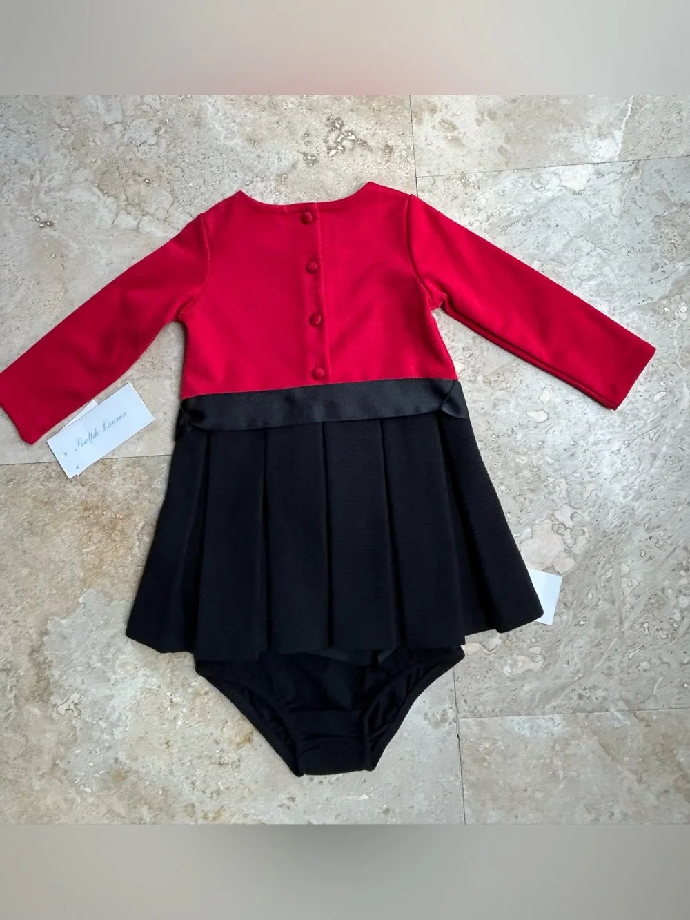 Polo Ralph Lauren Baby Girl Two-Tone Pleated Ponte Dress Set, Size 6 Months